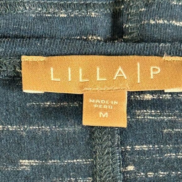 Lilla P Dress Womens Size Medium Maxi front slit Navy Blue space Dye Minimalist - Picture 6 of 12